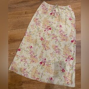 Vintage Liz Claiborne Lizsport Linen Blend Floral Maxi Skirt - Petite 8